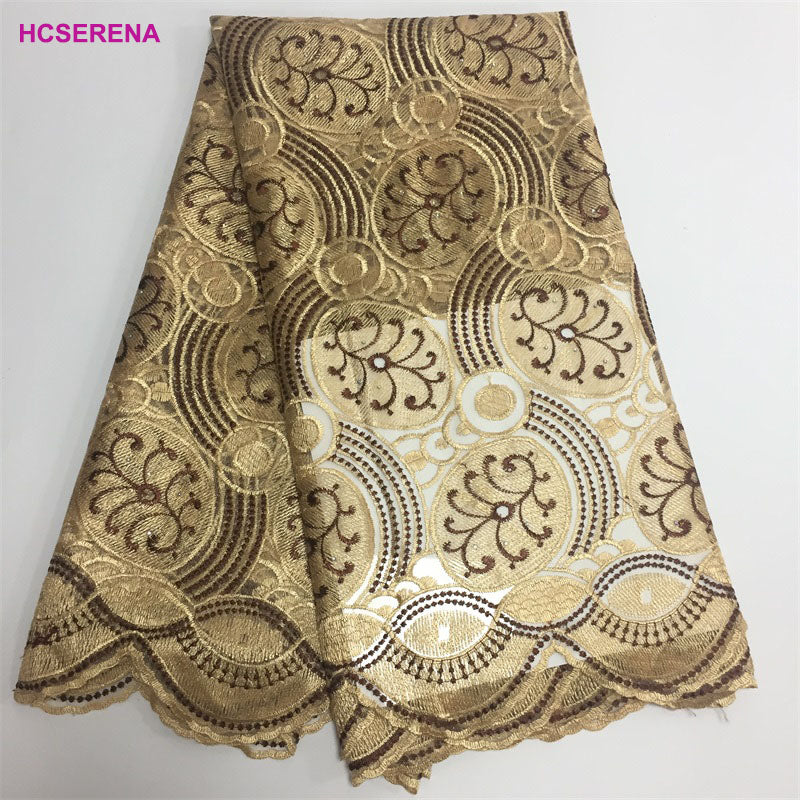 2025 Nigerian Embroidered African Lace Fabric for Wedding - No. 012, 5 Yards