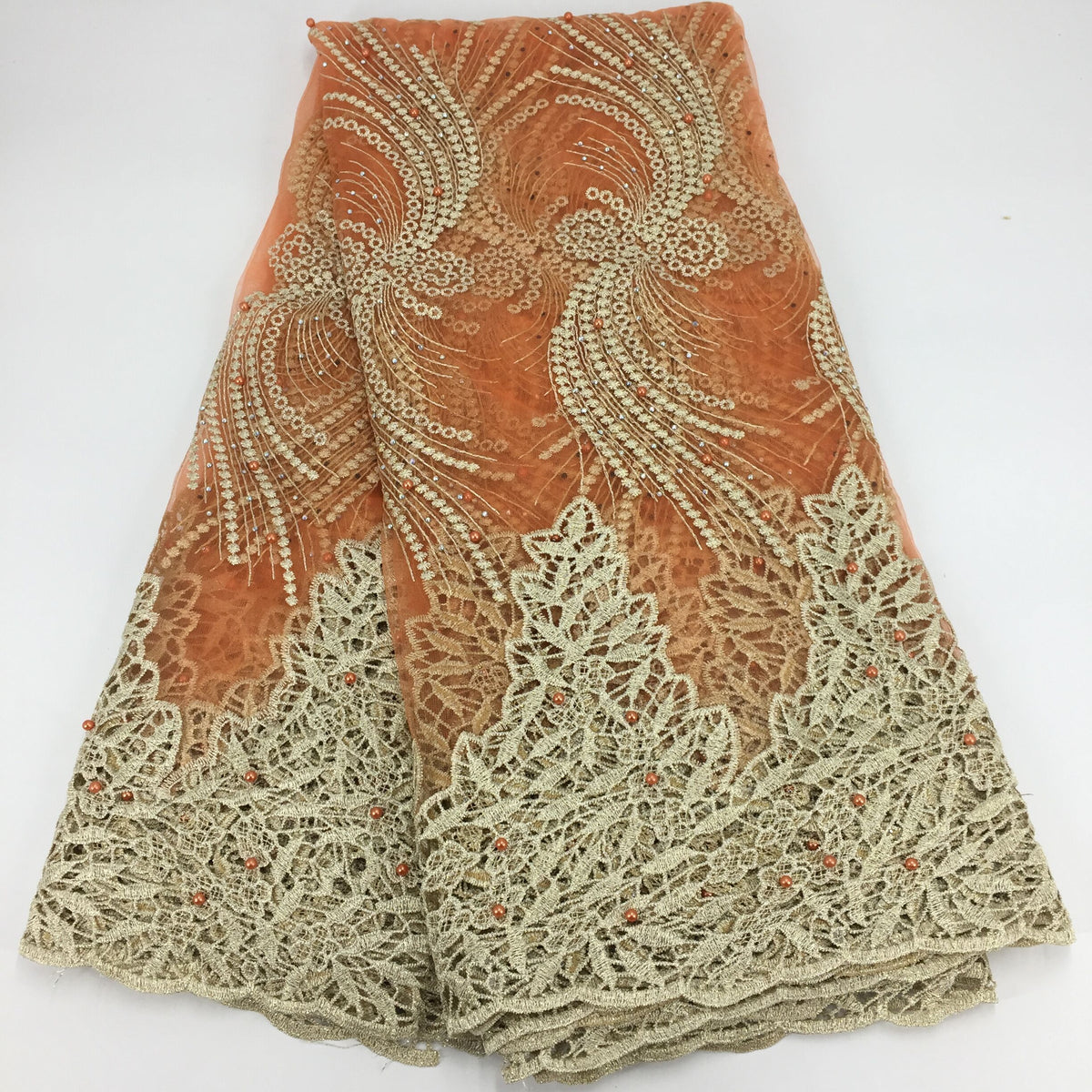 2025 Nigerian Embroidered African Lace Fabric for Wedding - No. 109, 5 Yards