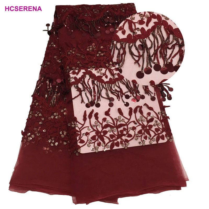 2025 Nigerian Embroidered  Lace Fabric High Quality 5 Yards African Lace Fabric Lace Wedding Dress for Women party Dress .DIY SEWING
