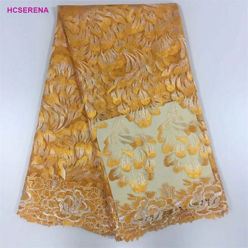 2025 Nigerian Embroidered African Lace Fabric for Wedding - No. 076, 5 Yards