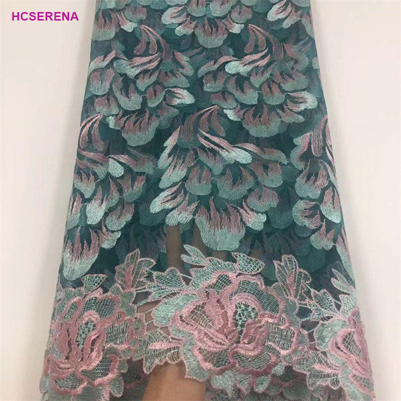 2025 Nigerian Embroidered African Lace Fabric for Wedding - No. 076, 5 Yards