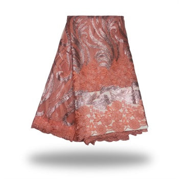 2025 Nigerian Embroidered African Lace Fabric for Wedding - No. 141, 5 Yards