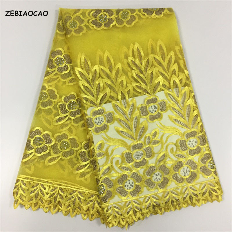 2025 Nigerian Embroidered African Lace Fabric for Wedding - No. 035, 5 Yards