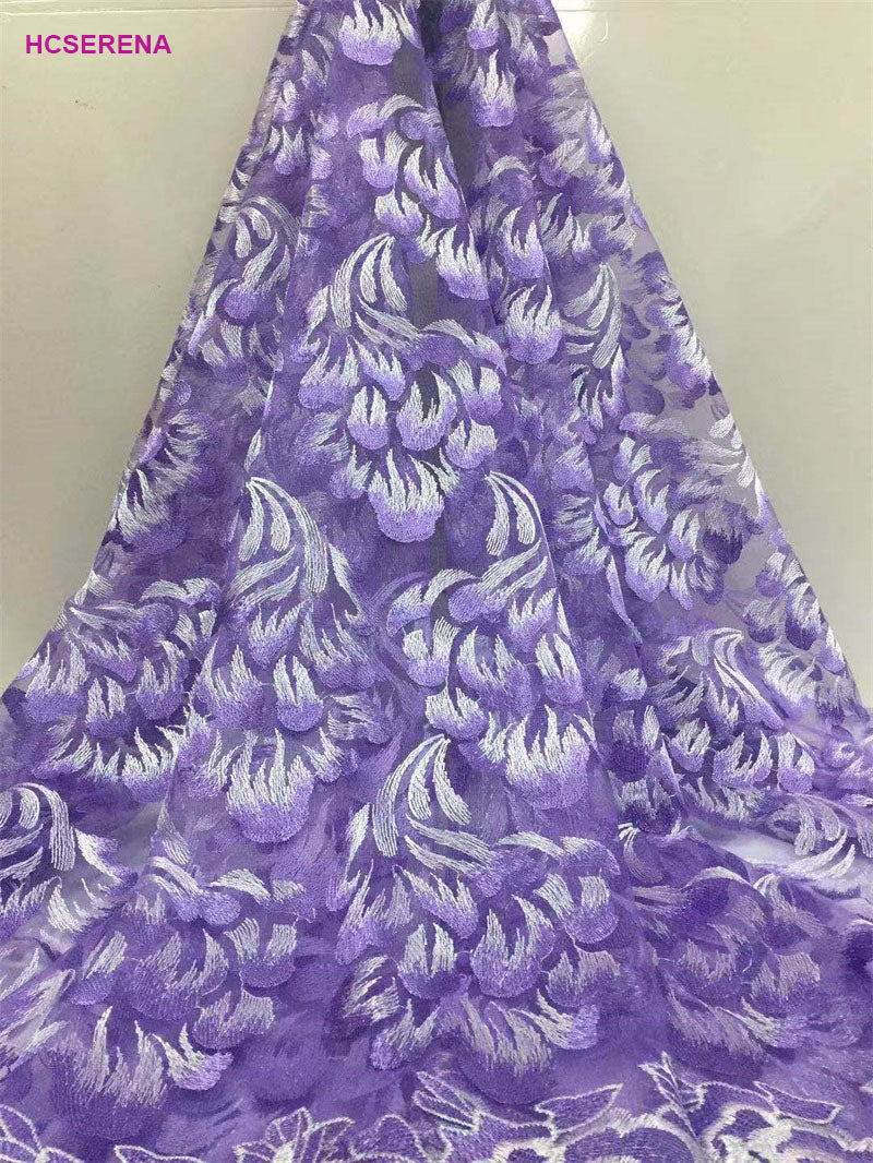 2025 Nigerian Embroidered African Lace Fabric for Wedding - No. 064, 5 Yards