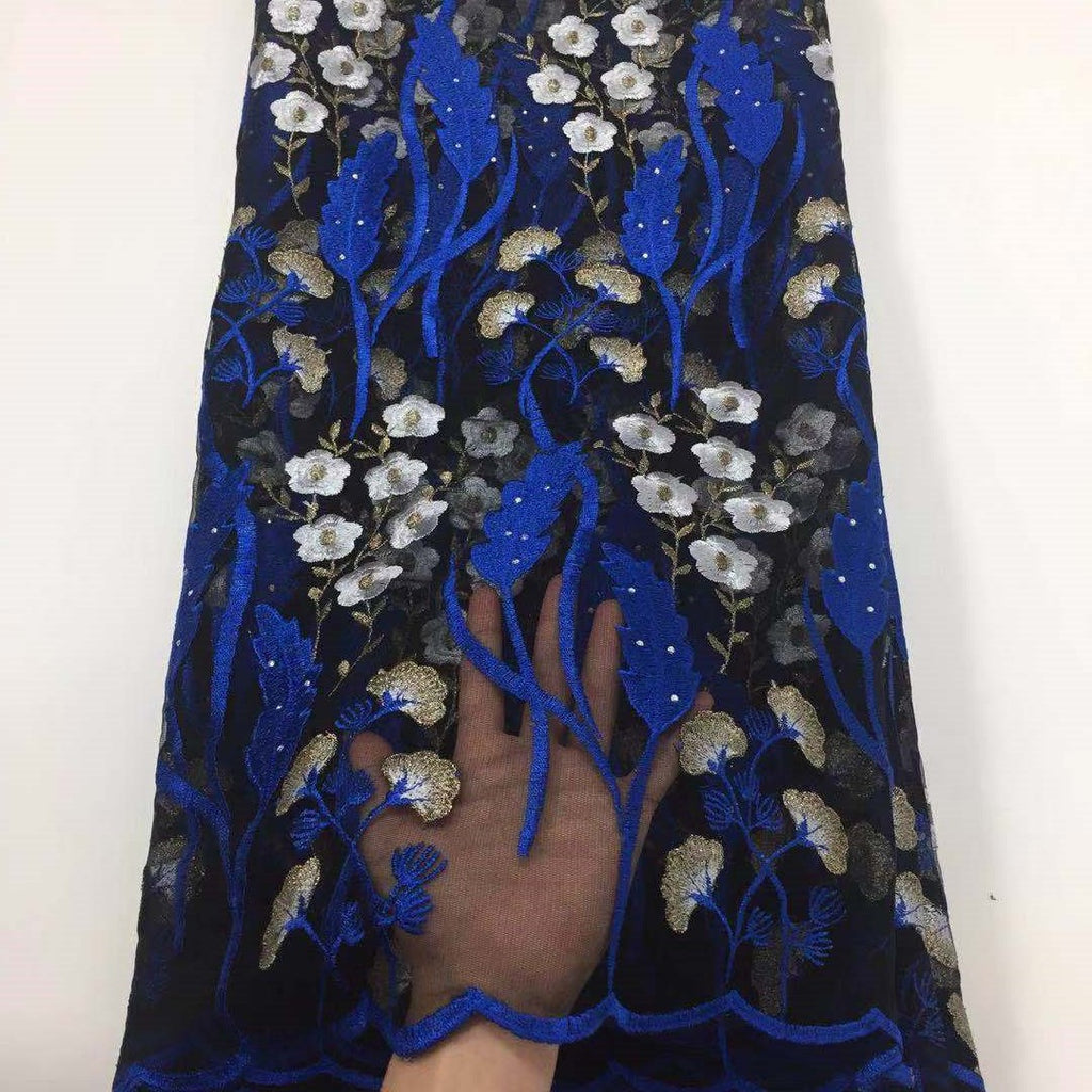 2025 Nigerian Embroidered African Lace Fabric for Wedding - No. 058, 5 Yards