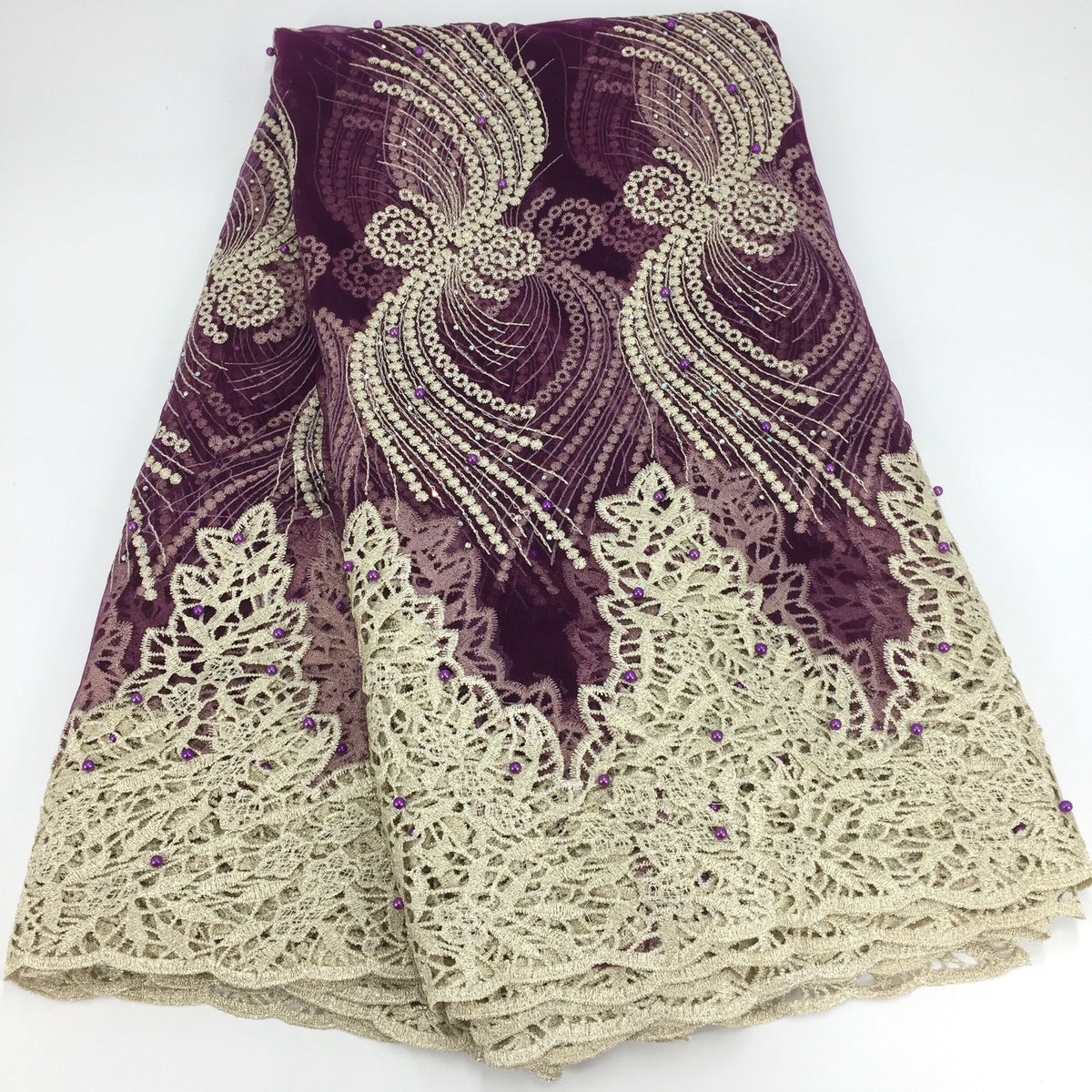 2025 Nigerian Embroidered African Lace Fabric for Wedding - No. 109, 5 Yards