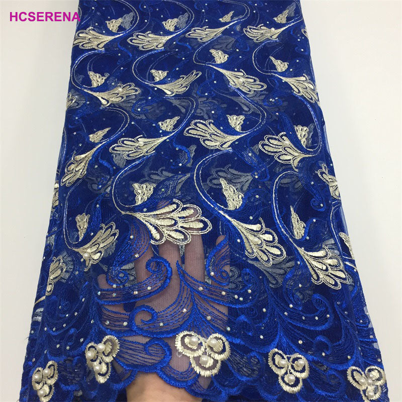 2025 Nigerian Embroidered African Lace Fabric for Wedding - No. 037, 5 Yards