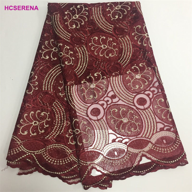 2025 Nigerian Embroidered African Lace Fabric for Wedding - No. 012, 5 Yards