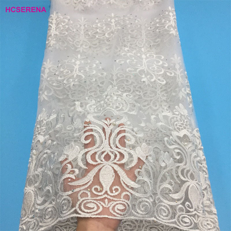 2025 Nigerian Embroidered African Lace Fabric for Wedding - No. 042, 5 Yards