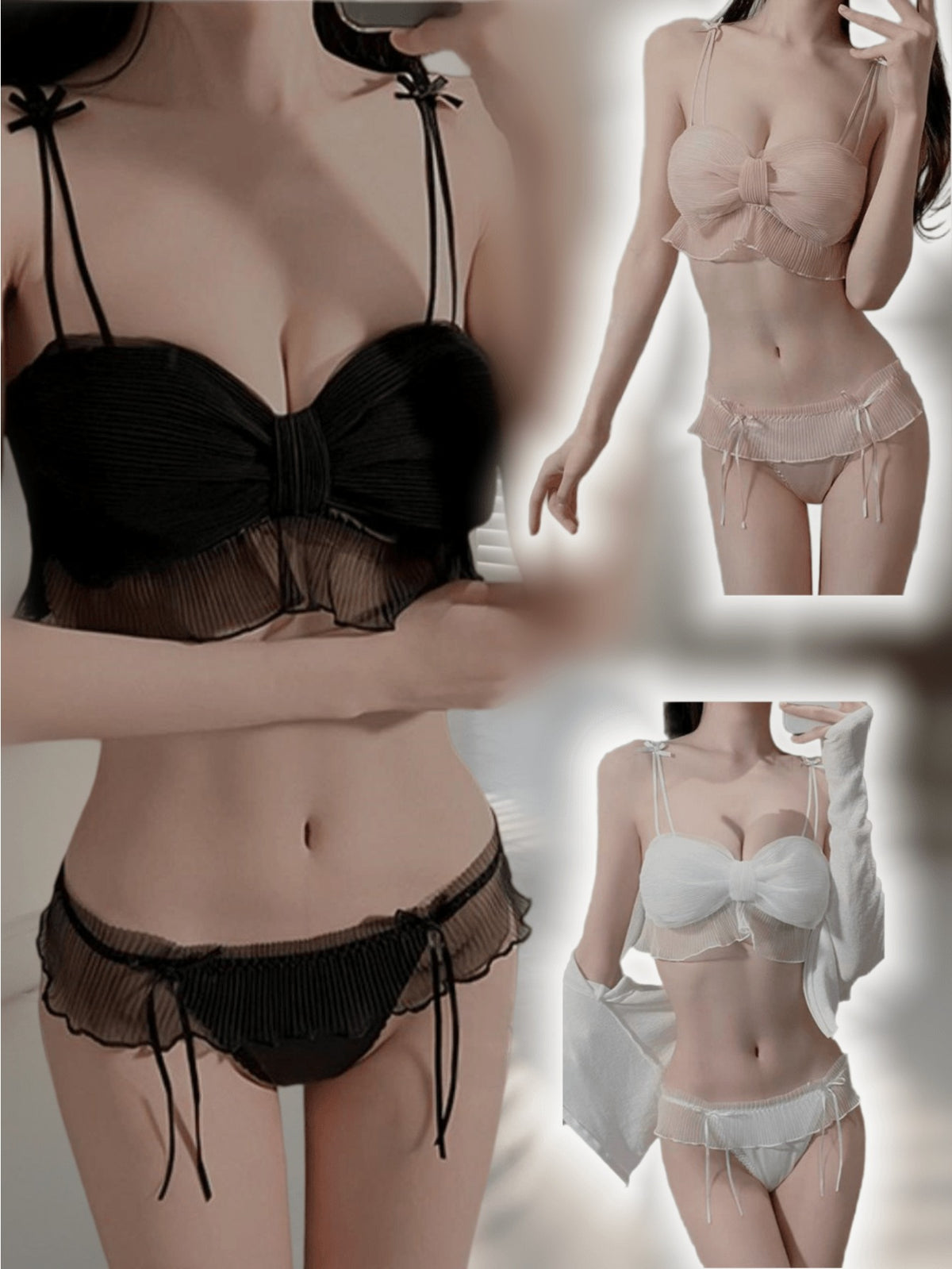 Sweet And Cute Girly Bra Sets, Non-Wired Push-Up Bras, Mesh Bras, Cute Lingerie Sets, Top And Bottom Sets, Bras And Panties, Push-Up Bras