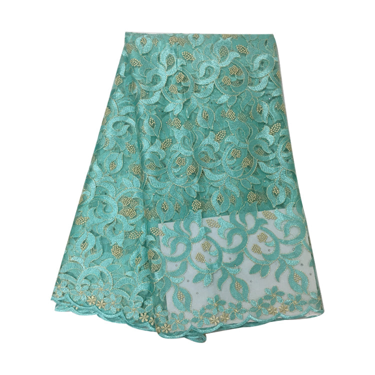 2025 Nigerian Embroidered African Lace Fabric for Wedding - No. 095, 5 Yards