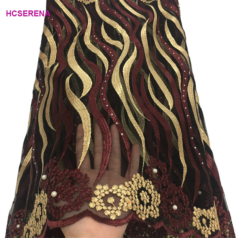 2025 Nigerian Embroidered African Lace Fabric for Wedding - No. 036, 5 Yards