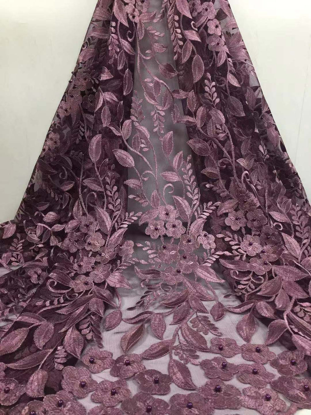 2025 Nigerian Embroidered African Lace Fabric for Wedding - No. 056, 5 Yards