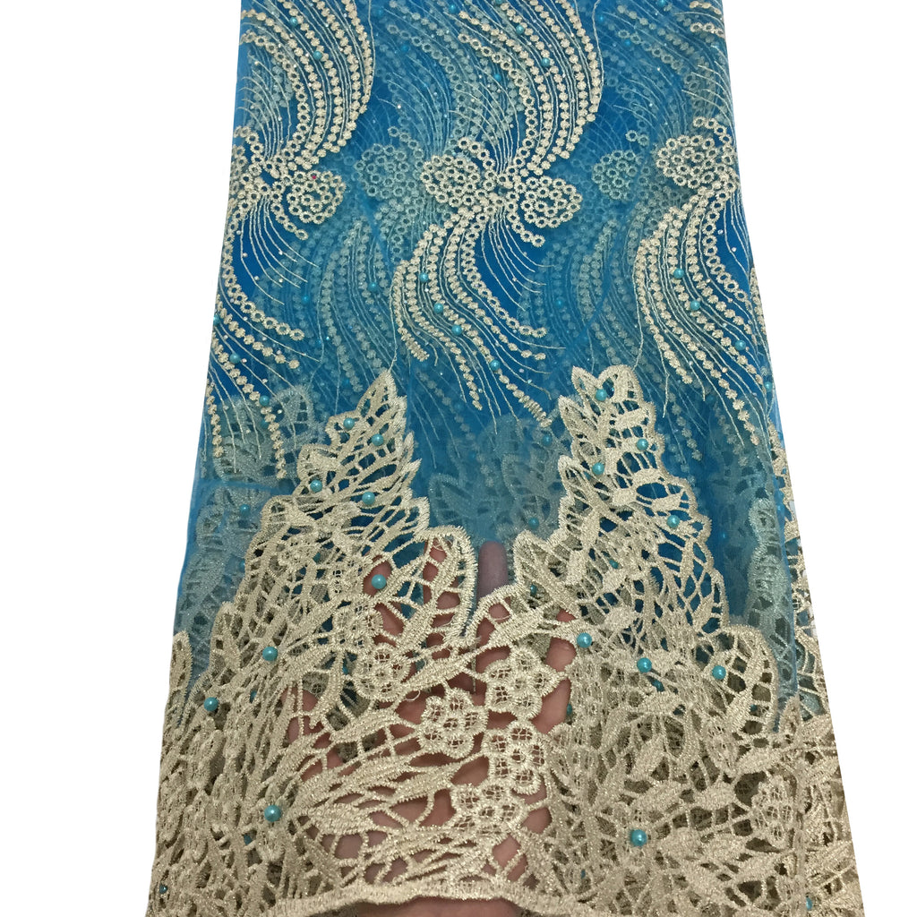 2025 Nigerian Embroidered African Lace Fabric for Wedding - No. 027, 5 Yards