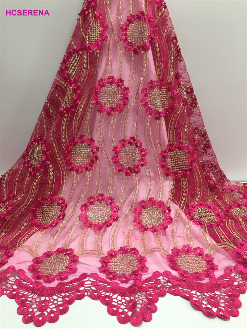 2025 Nigerian Embroidered African Lace Fabric for Wedding - No. 014, 5 Yards