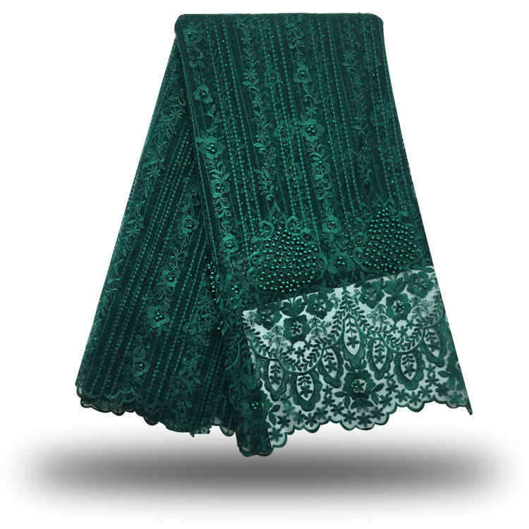 2025 Nigerian Embroidered African Lace Fabric for Wedding - No. 084, 5 Yards