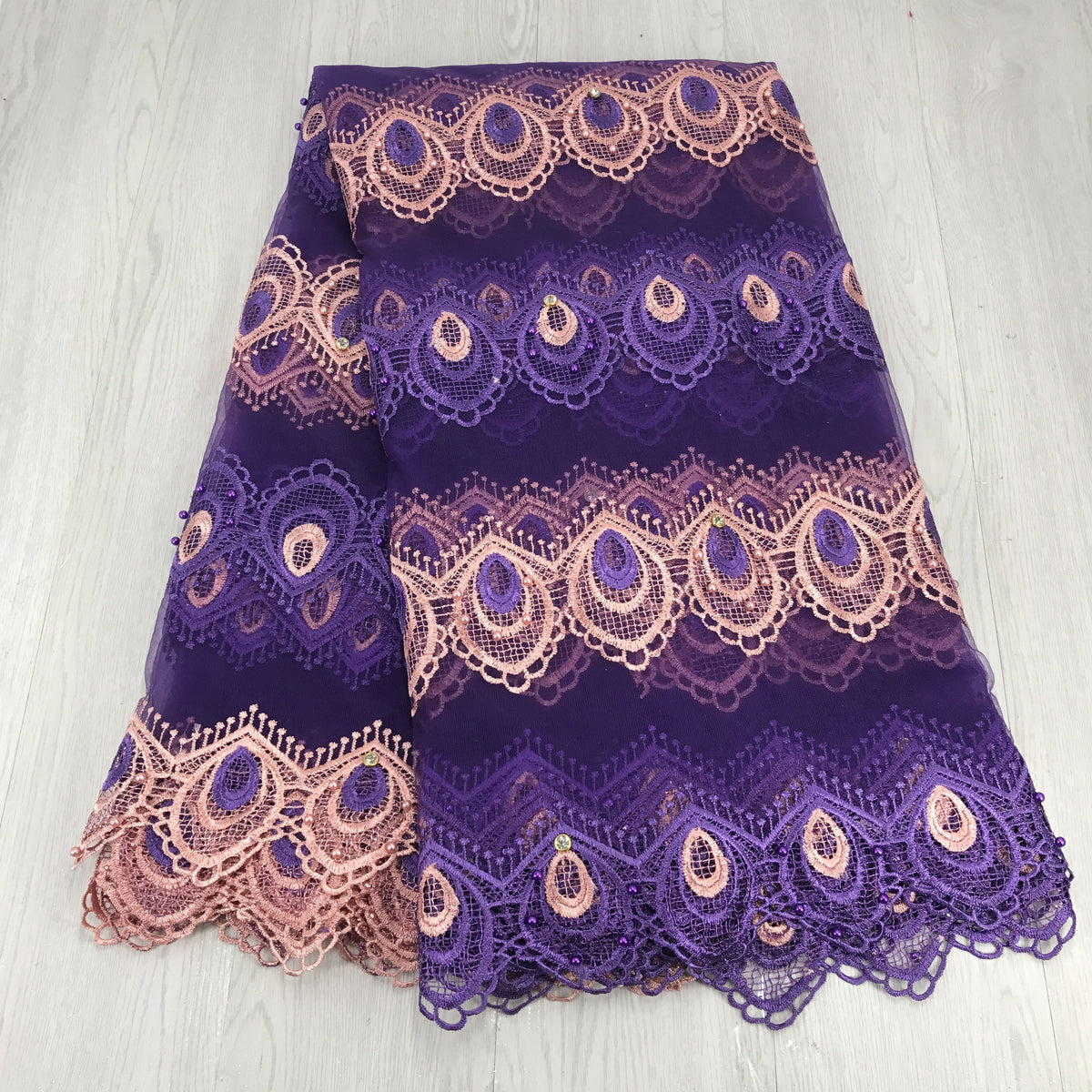 2025 Nigerian Embroidered African Lace Fabric for Wedding - No. 083, 5 Yards