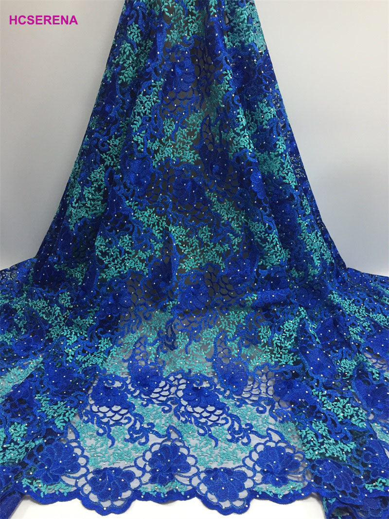 2025 Nigerian Embroidered African Lace Fabric for Wedding - No. 003, 5 Yards