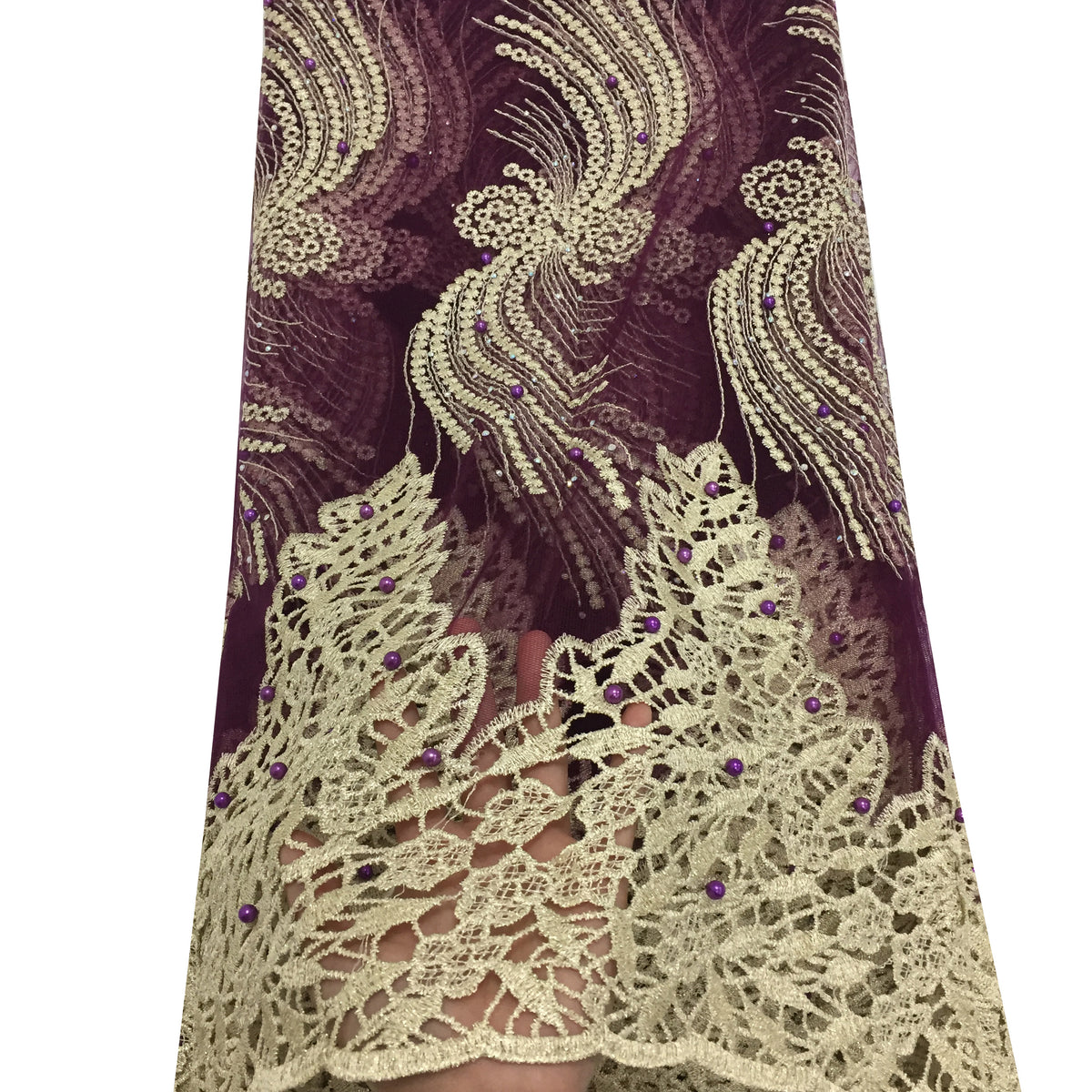 2025 Nigerian Embroidered African Lace Fabric for Wedding - No. 027, 5 Yards