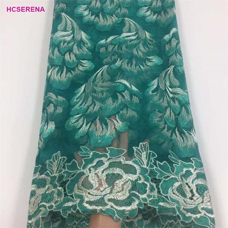 2025 Nigerian Embroidered African Lace Fabric for Wedding - No. 076, 5 Yards
