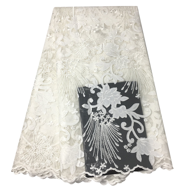 2025 Nigerian Embroidered African Lace Fabric for Wedding - No. 052, 5 Yards