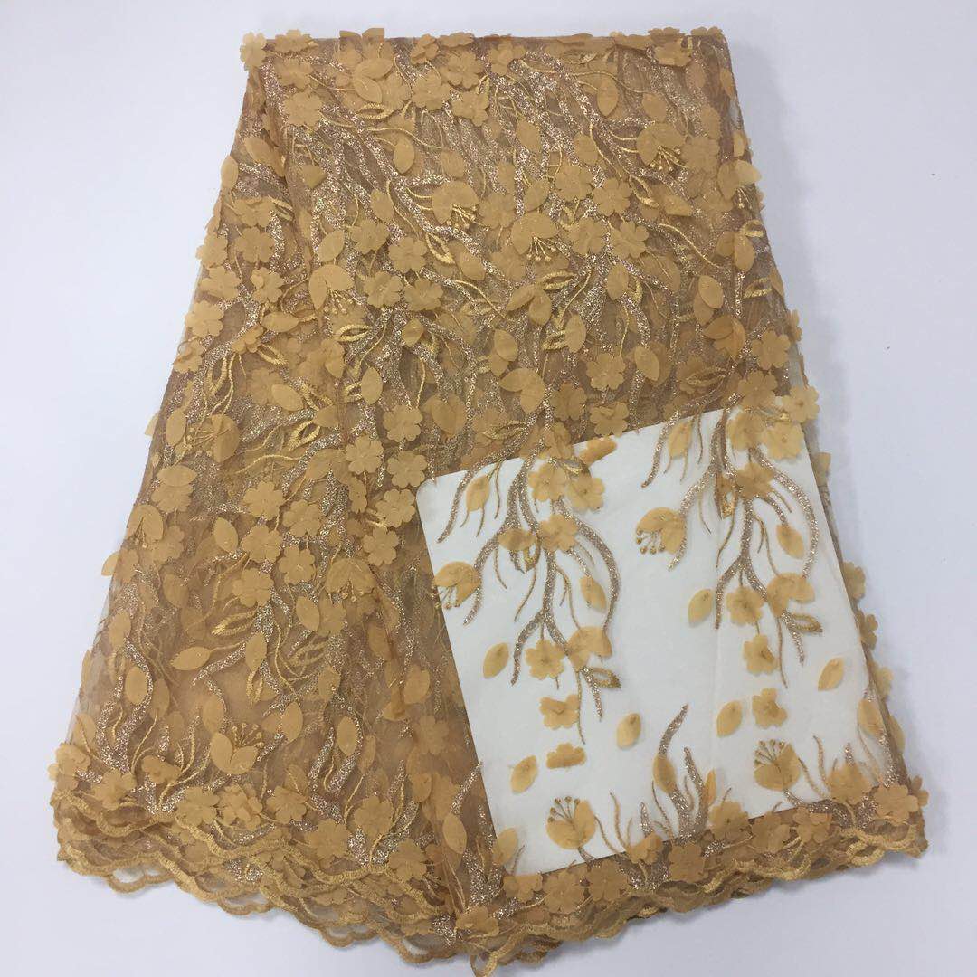 2025 Nigerian Embroidered African Lace Fabric for Wedding - No. 007, 5 Yards