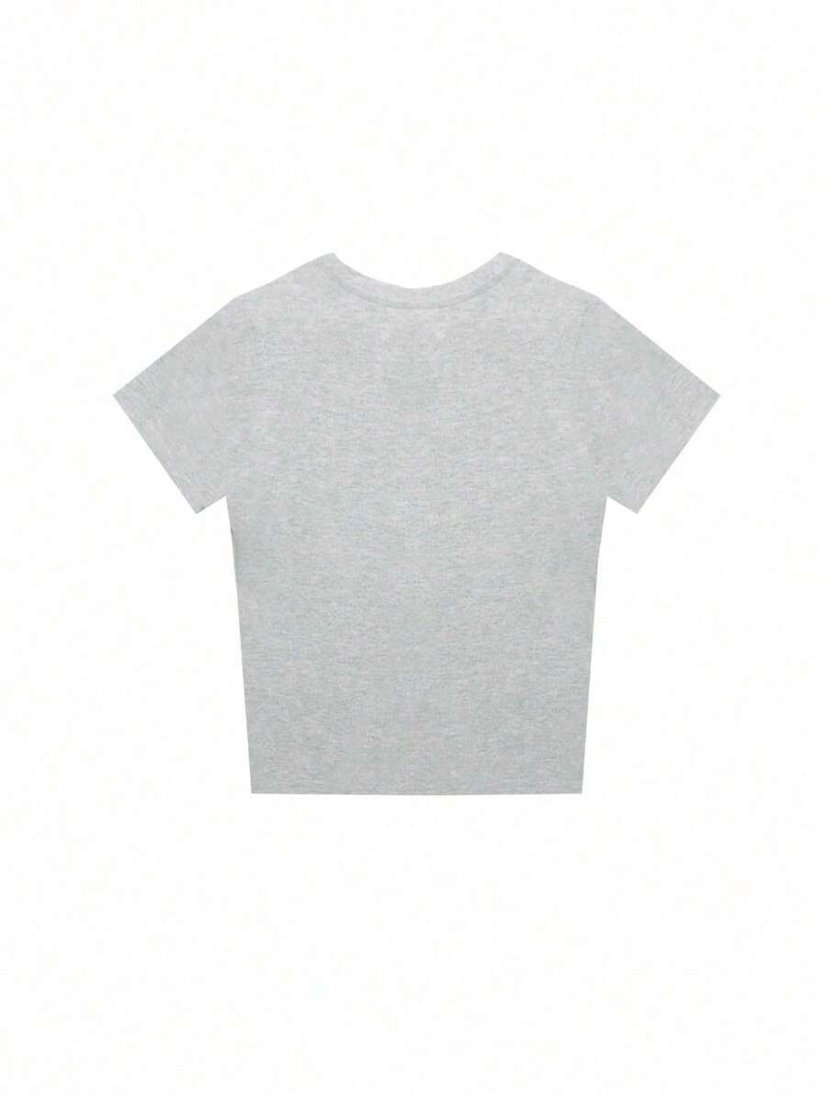 Ladies' Casual Plain V-Neck Short Sleeve T-Shirt, Summer White