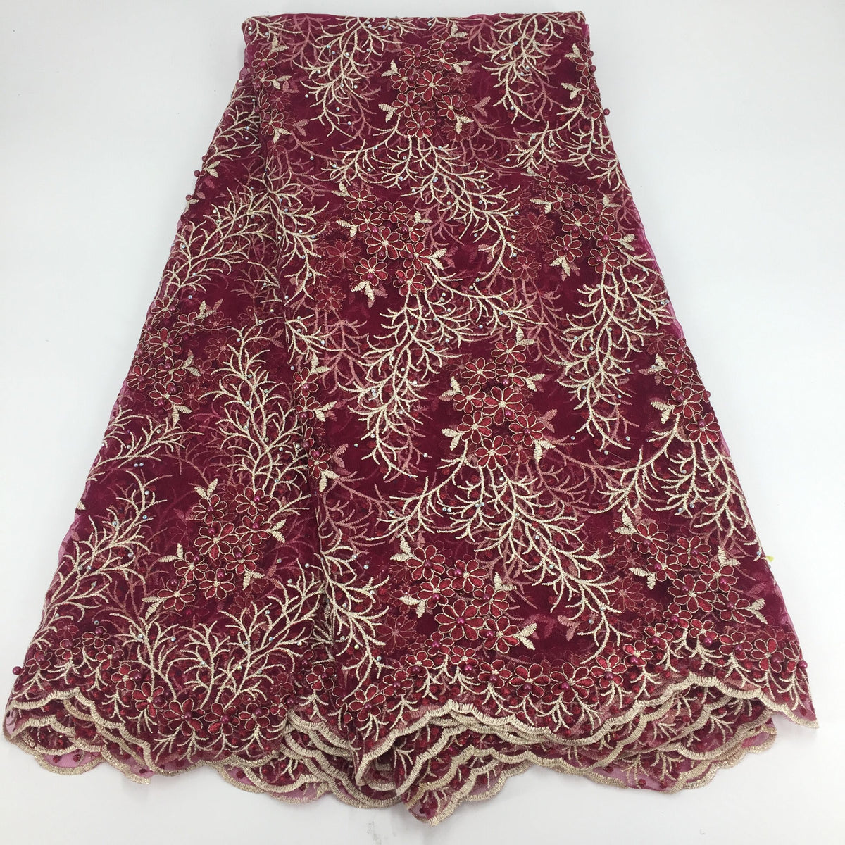 2025 Nigerian Embroidered African Lace Fabric for Wedding - No. 108, 5 Yards