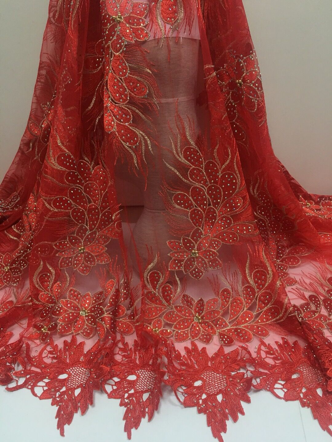 2025 Nigerian Embroidered African Lace Fabric for Wedding - No. 060, 5 Yards
