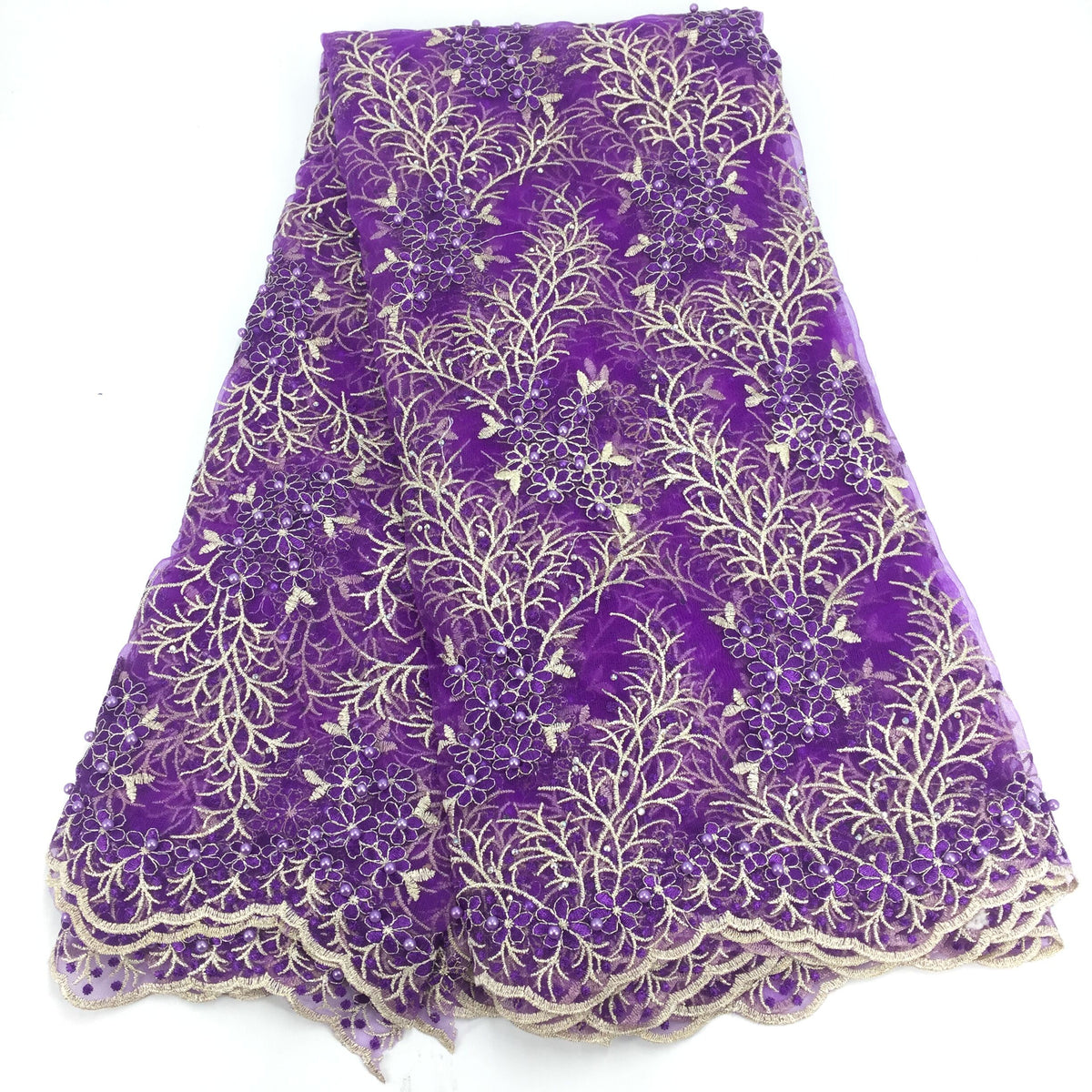 2025 Nigerian Embroidered African Lace Fabric for Wedding - No. 108, 5 Yards