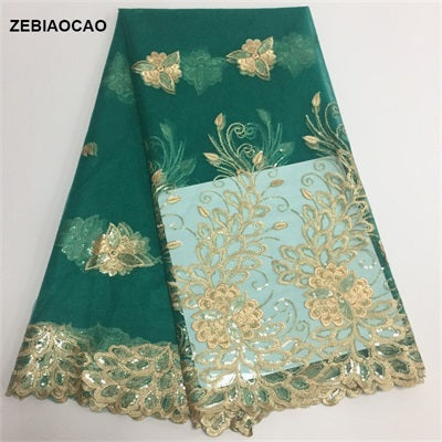 2025 Nigerian Embroidered African Lace Fabric for Wedding - No. 009, 5 Yards
