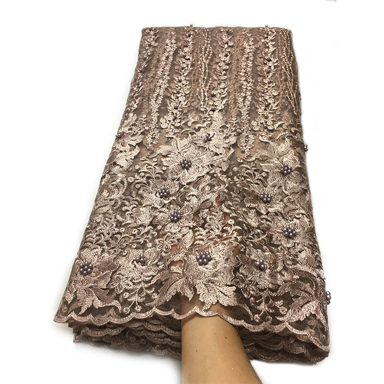 2025 Nigerian Embroidered African Lace Fabric for Wedding - No. 020, 5 Yards