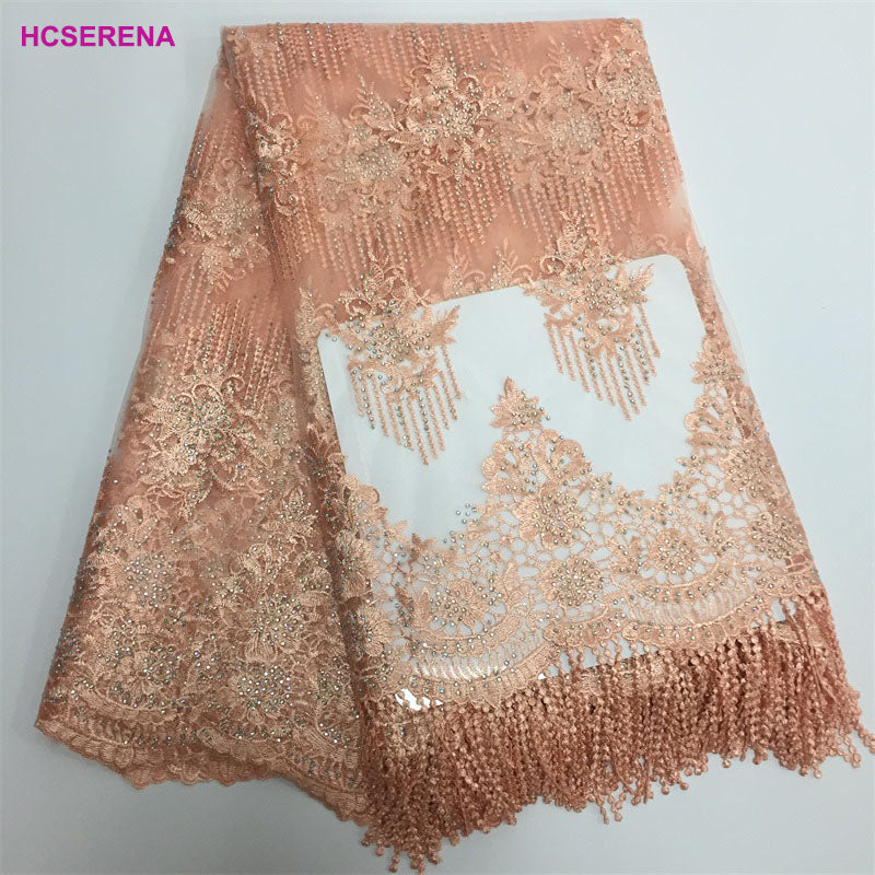 2025 Nigerian Embroidered African Lace Fabric for Wedding - No. 066, 5 Yards