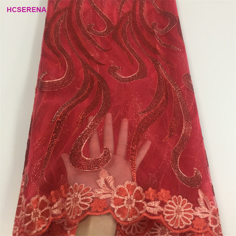 2025 Nigerian Embroidered African Lace Fabric for Wedding - No. 041, 5 Yards
