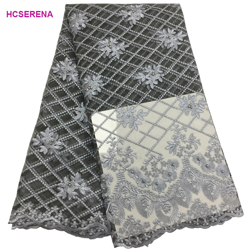 2025 Nigerian Embroidered African Lace Fabric for Wedding - No. 144, 5 Yards