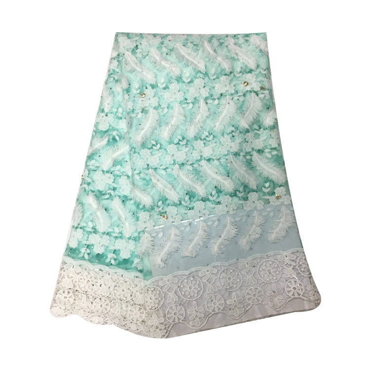 2025 Nigerian Embroidered African Lace Fabric for Wedding - No. 096, 5 Yards