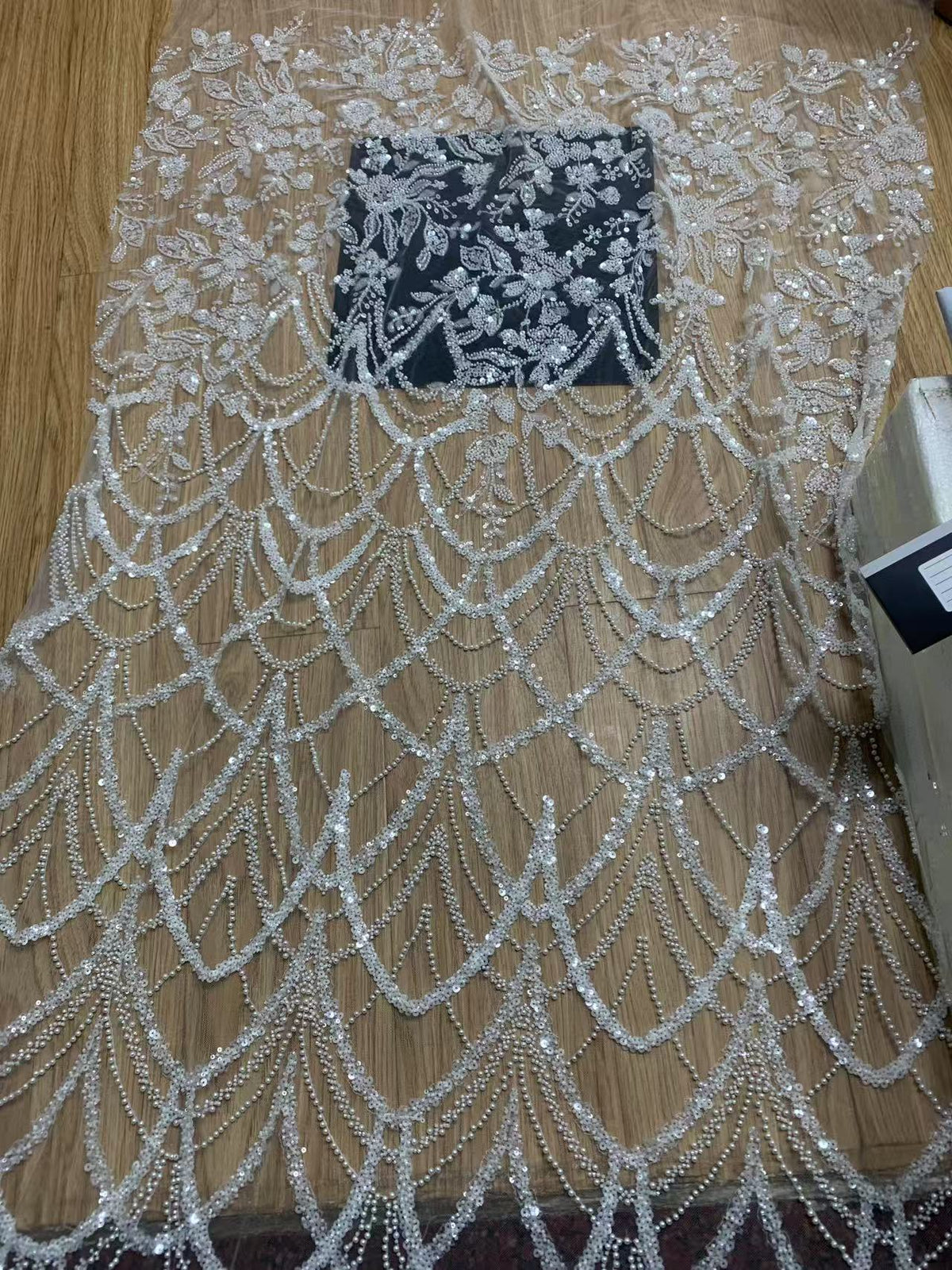 2025 Nigerian Embroidered African Lace Fabric for Wedding - No. 157, 5 Yards