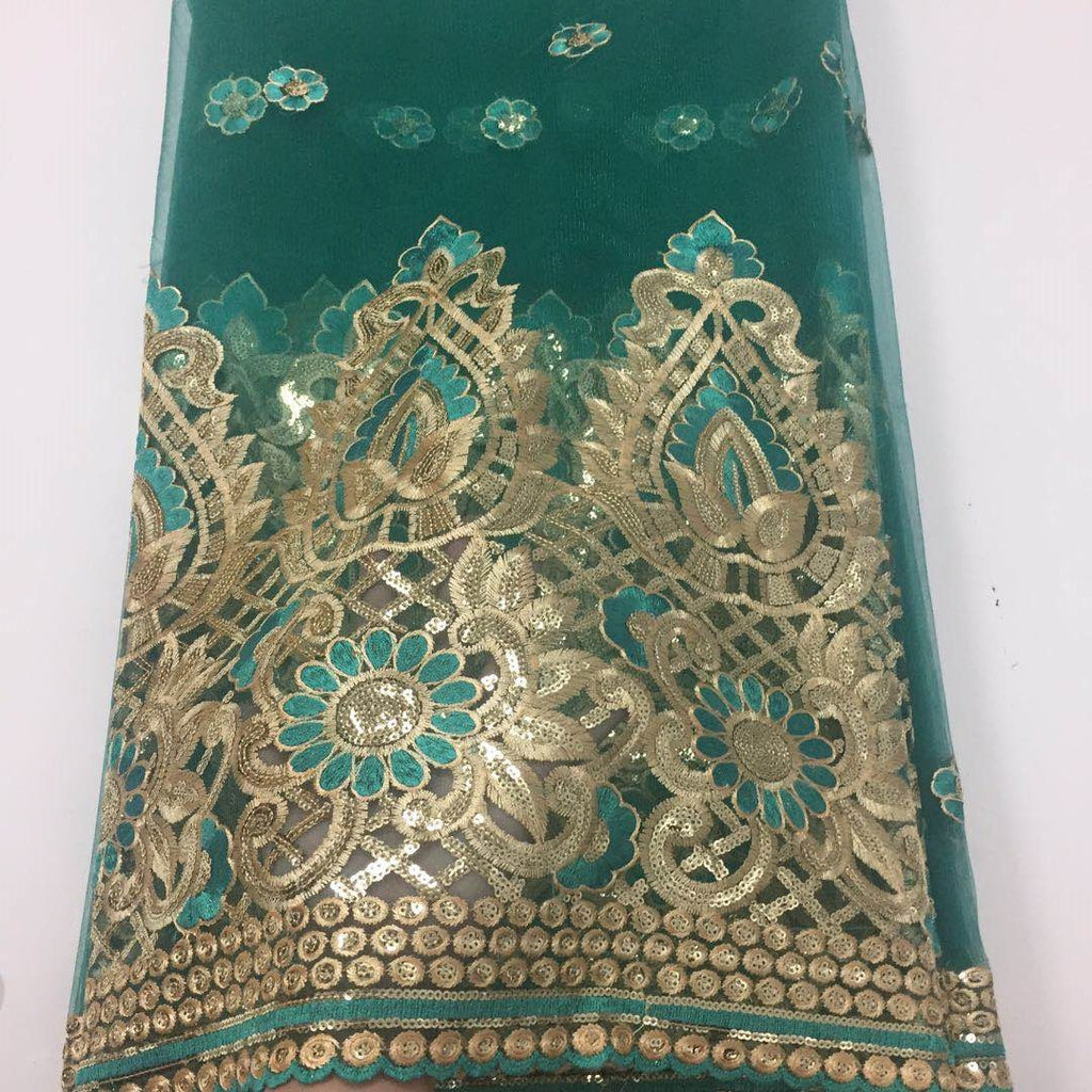 Nigerian Embroidered African Lace Fabric for Wedding - No. 024, 5 Yards