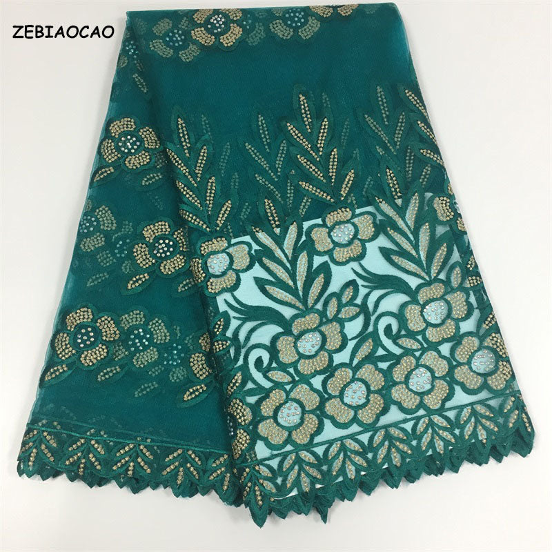2025 Nigerian Embroidered African Lace Fabric for Wedding - No. 035, 5 Yards