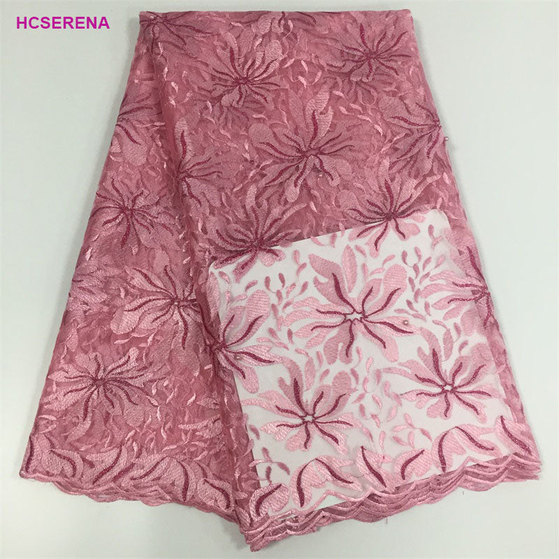 2025 Nigerian Embroidered African Lace Fabric for Wedding - No. 038, 5 Yards