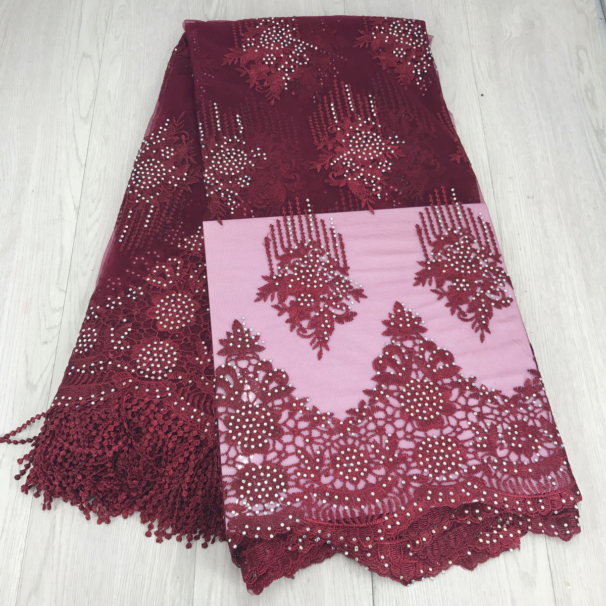 2025 Nigerian Embroidered African Lace Fabric for Wedding - No. 046, 5 Yards