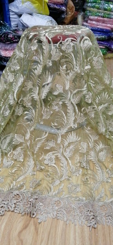 2025 Nigerian Embroidered African Lace Fabric for Wedding - No. 080, 5 Yards