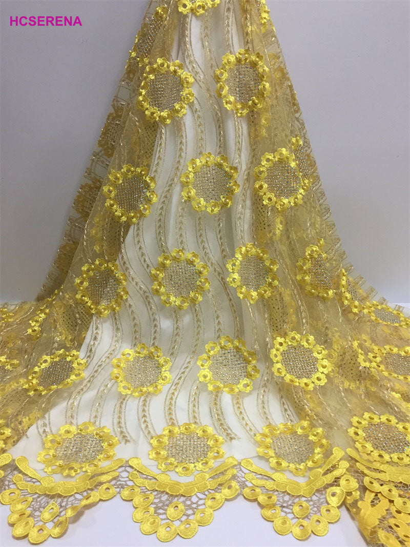 2025 Nigerian Embroidered African Lace Fabric for Wedding - No. 014, 5 Yards