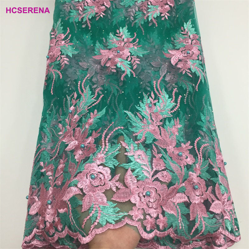 2025 Nigerian Embroidered  Lace Fabric High Quality 5 Yards African Lace Fabric Lace Wedding Dress for Women party Dress .DIY SEWING
