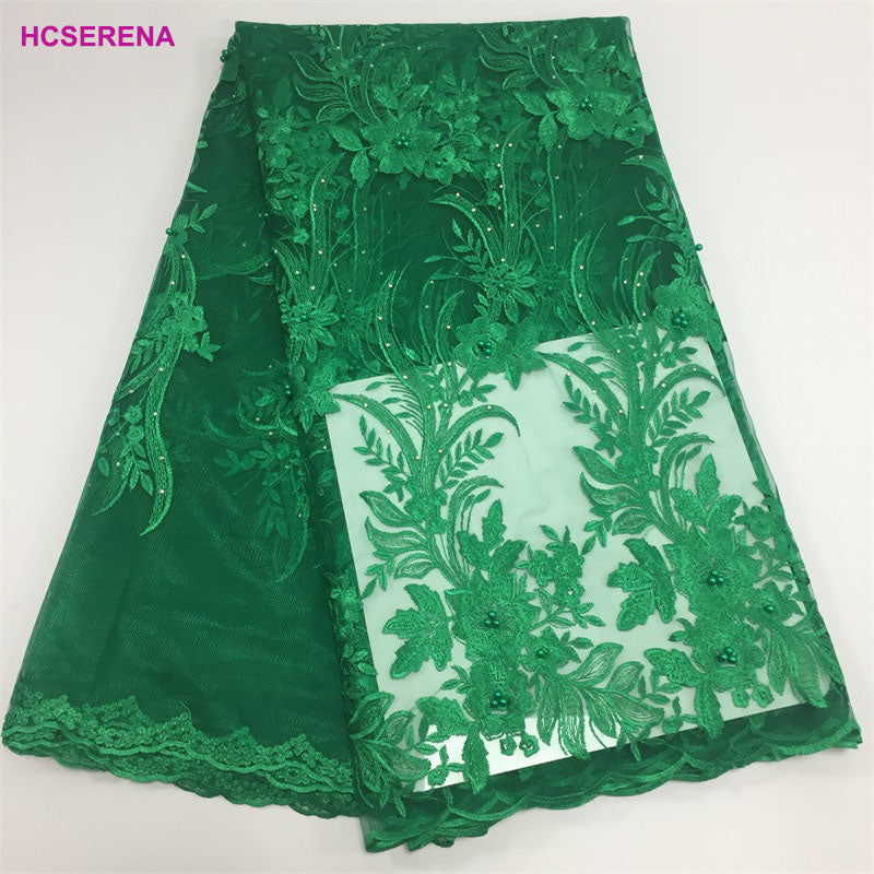 2025 Nigerian Embroidered African Lace Fabric for Wedding - No. 011, 5 Yards