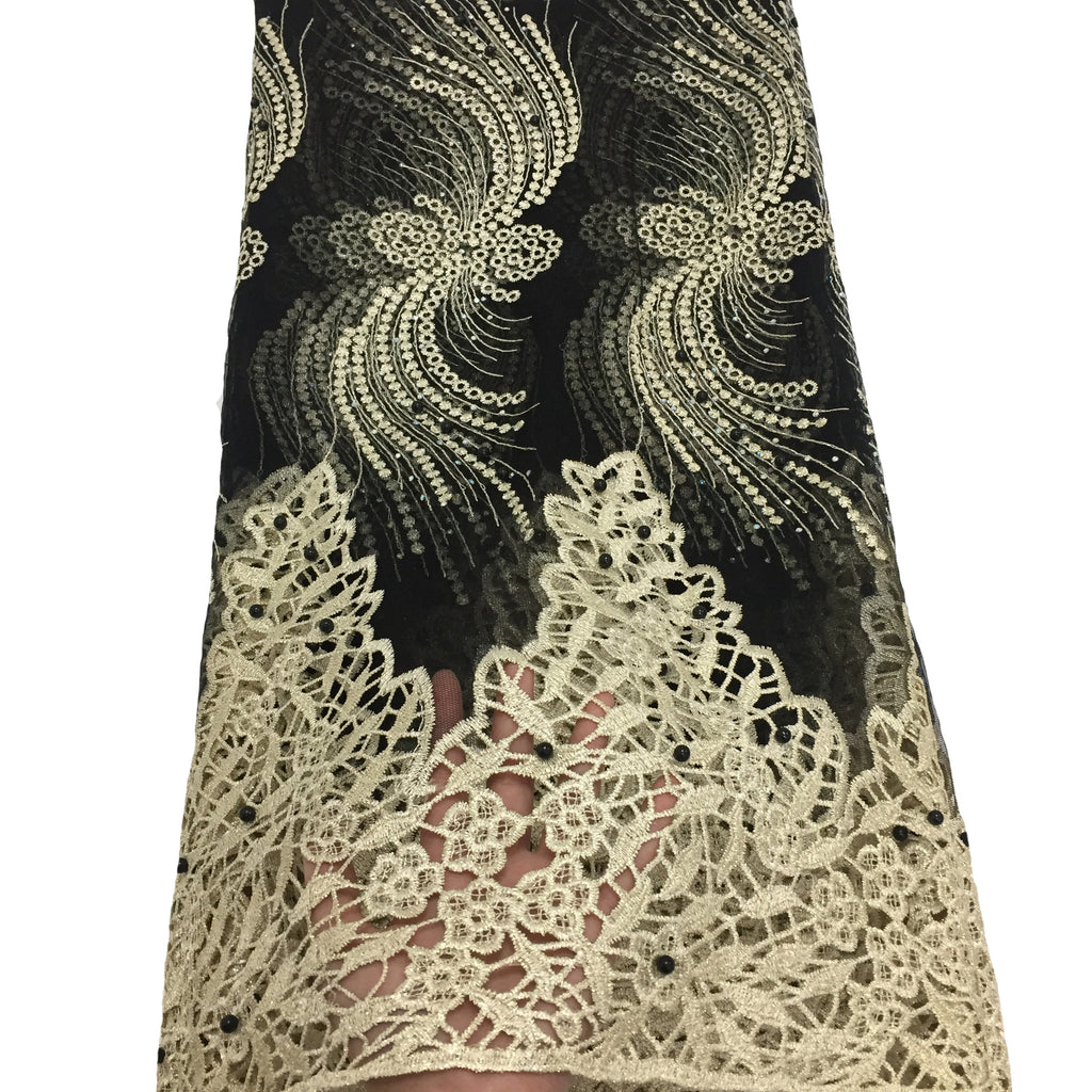 2025 Nigerian Embroidered African Lace Fabric for Wedding - No. 027, 5 Yards