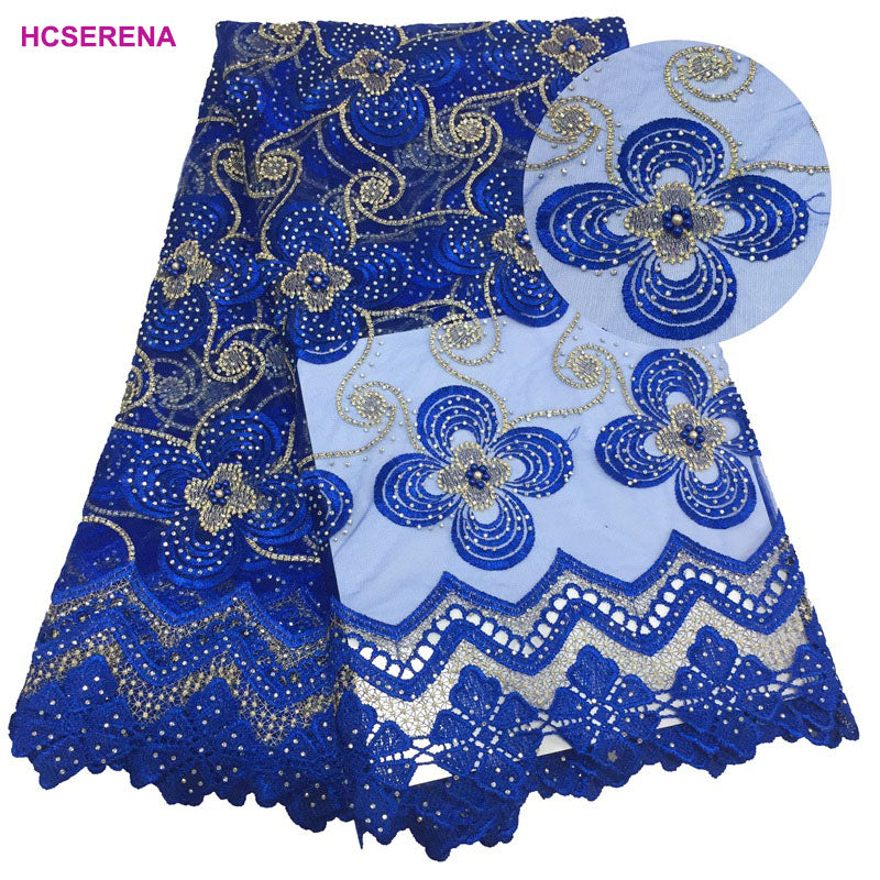 2025 Nigerian Embroidered African Lace Fabric for Wedding - No. 017, 5 Yards