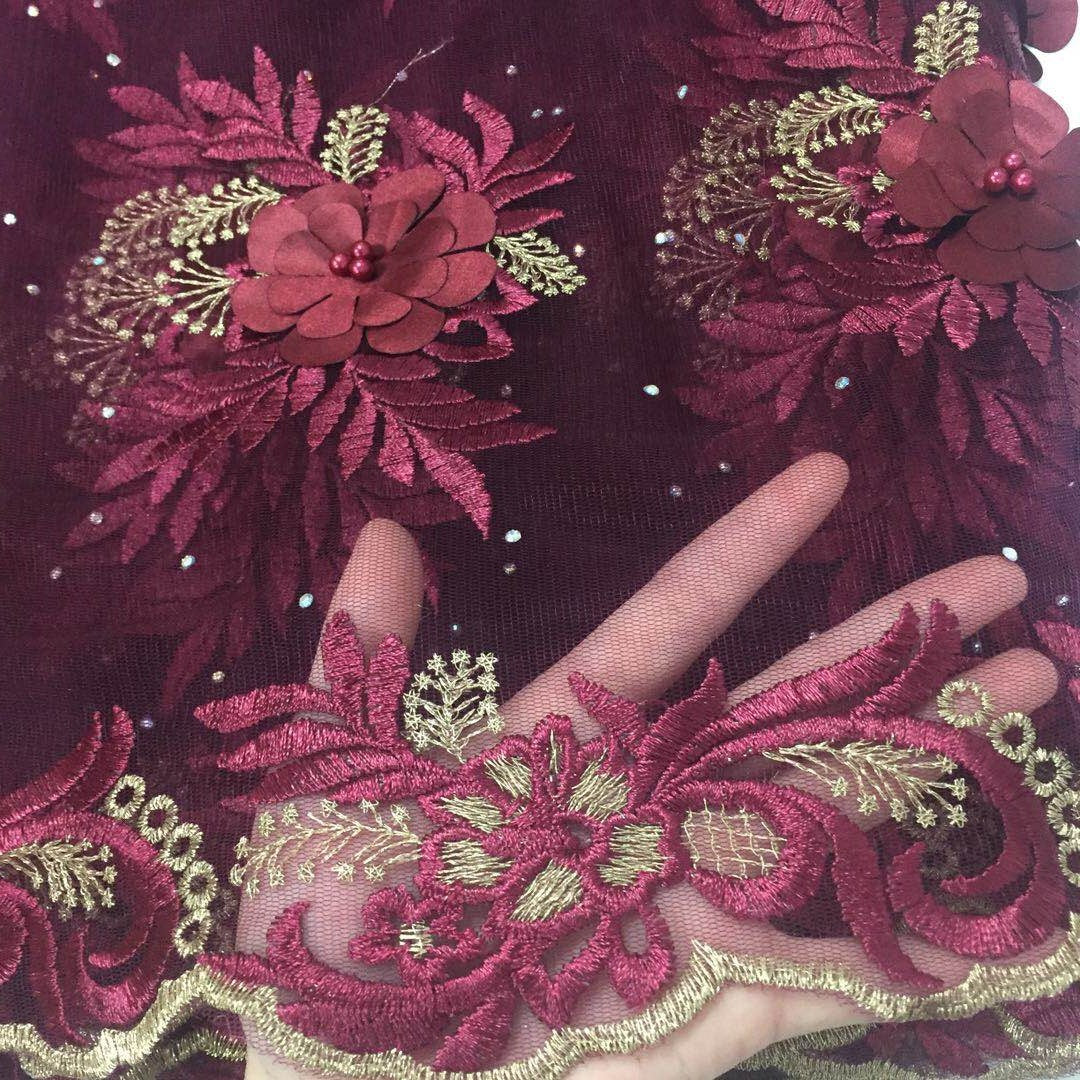 2025 Nigerian Embroidered African Lace Fabric for Wedding - No. 044, 5 Yards