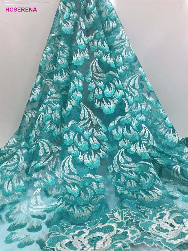 2025 Nigerian Embroidered African Lace Fabric for Wedding - No. 064, 5 Yards