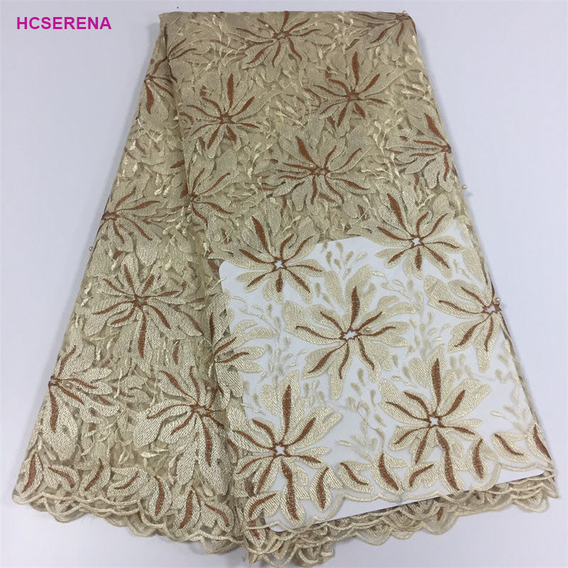 2025 Nigerian Embroidered African Lace Fabric for Wedding - No. 038, 5 Yards